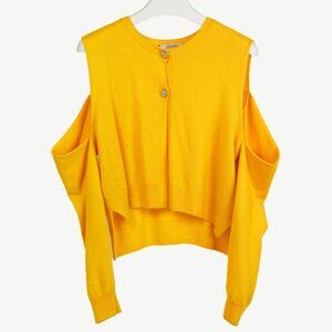 Dorothee Schumacher Yellow Cashmere Cold-Shoulder Cardigan